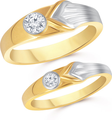 

VK Jewels Single Stone Couple Alloy Cubic Zirconia Gold-plated Plated Ring Set