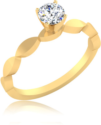35% OFF on IskiUski Geranium Round Solitaire Sterling Silver Swarovski Crystal Gold Plated Ring