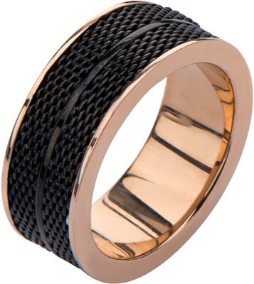 

Inox Jewelry Bradley Collection Double Stacked Mesh Patterned Stainless Steel Ring, Black;copper