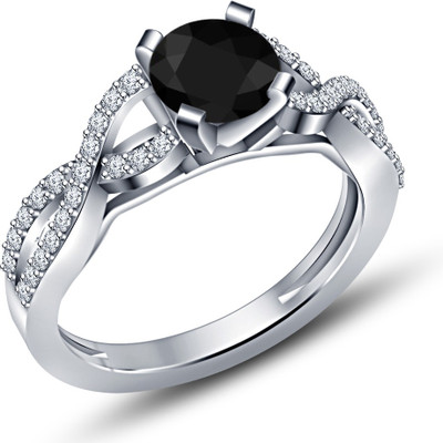 

Vorra Fashion Anniversary Twisted Shank Bridal Set Sterling Silver Cubic Zirconia Platinum Plated Ring, Black