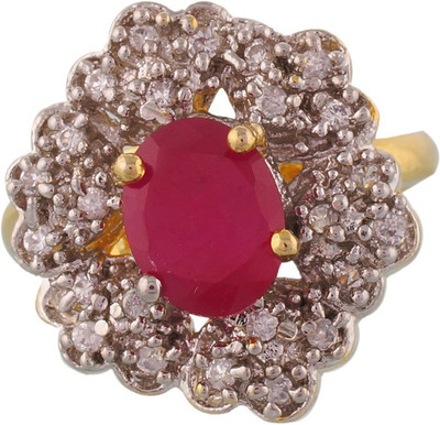 

Aarushi Alloy Cubic Zirconia, Beads Rhodium Plated Ring, White;red