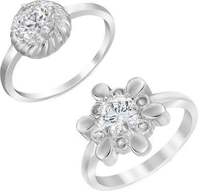 mahi Ultimate Feminity Alloy Swarovski Zirconia Rhodium Plated Ring Set