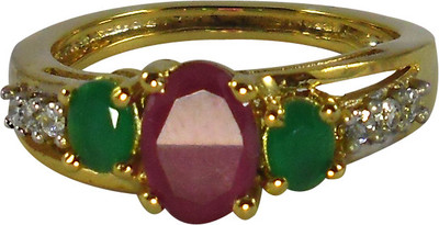 42% OFF on R S Jewels Alloy Emerald, Ruby Gold Plated Ring
