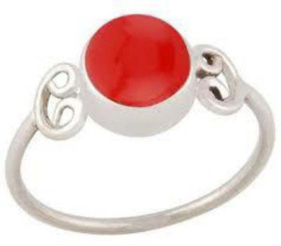 PTM Certified Coral (Moonga) Gemstone 6.25 Ratti or 5.69 Carat for Female Sterling Silver Ring