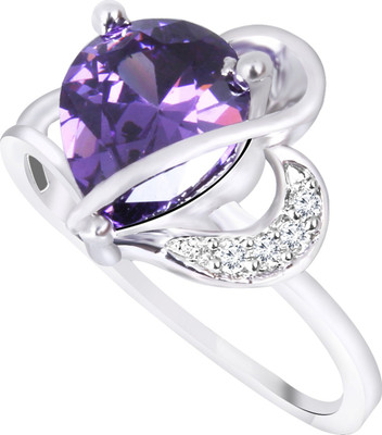 Fasherati Alloy Crystal Ring, Purple;silver