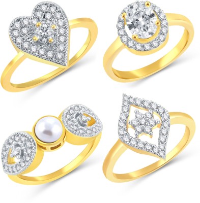 Sukkhi Alluring Alloy Cubic Zirconia Gold Plated Ring Set