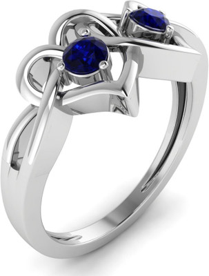 

Ciemme Gemstone Collection Blue Sapphire Double Heart Promise Silver Sapphire Gold-plated Plated Ring, White