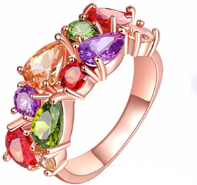 

Jewels Galaxy Luxuria Alloy Cubic Zirconia Gold-plated Plated Ring, Multicolor