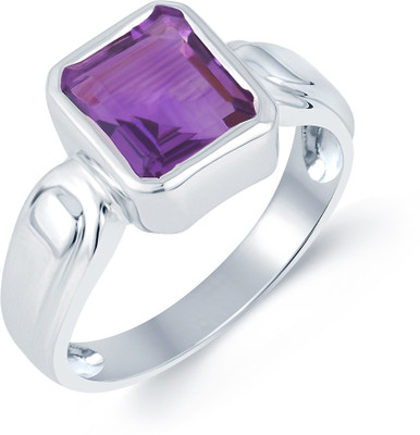 

G-Luck Jamunia Stone Weight - 3.50 Carat / 4.12 Ratti Silver Amethyst Ring, Purple