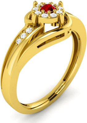

Parshva Diam Ruby With Halo Twisted Gemstone Silver Cubic Zirconia 18K White Gold Plated Ring, Yellow