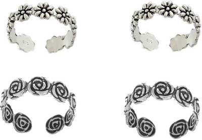 YouBella Sterling Silver Sterling Silver Plated Toe Ring Set