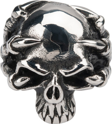 

Inox Jewelry Claw-Grip Hallowed Jaw Skull Stainless Steel Ring, Silver