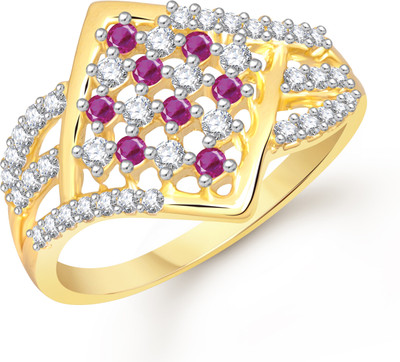 

Meenaz Exclusive Pretty Ruby & WhiteFR287_14 Alloy Ring, Gold