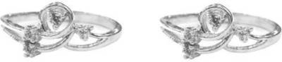 Manglam Silver Cubic Zirconia Silver Plated Toe Ring