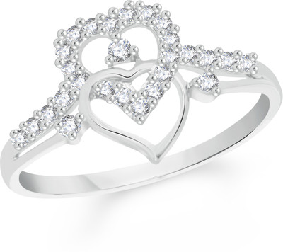 

VK Jewels Open Heart Alloy Cubic Zirconia Rhodium Plated Ring, Silver