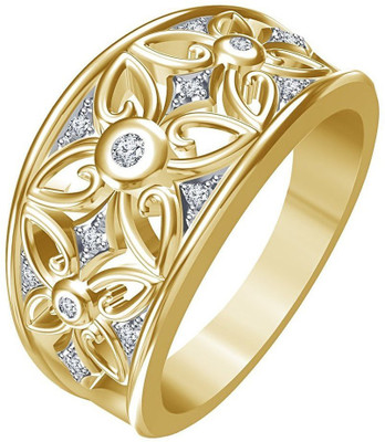 

Vorra Fashion Flower Design Sterling Silver Cubic Zirconia Gold-plated Plated Ring, Multicolor