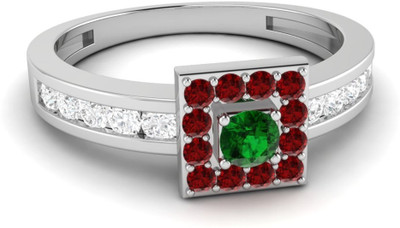 

Parshva Diam Silver Ruby Gold-plated Plated Ring, White