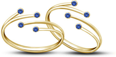 17% OFF on Kirati Sterling Silver Sapphire Gold Plated Toe Ring Set