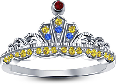 

Vorra Fashion Beautiful Look Princess Crown Design Sterling Silver Cubic Zirconia Platinum Plated Ring, Multicolor