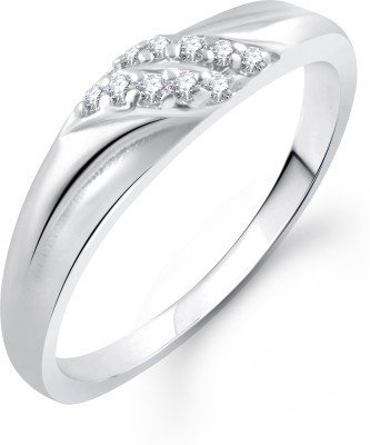 

Meenaz Sweet Heart Rhodium Alloy Cubic Zirconia Ring, Silver