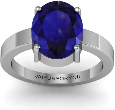 

Jaipurforyou Certified Blue Sapprine silver neelam 11.0 cts or 12.25 ratti ring Silver Sapphire Ring