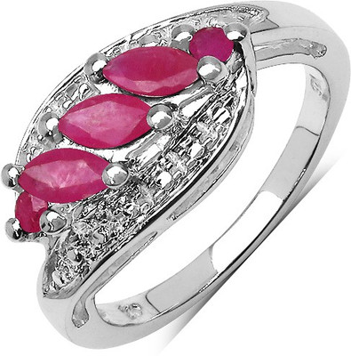 Johareez Sterling Silver Ruby Sterling Silver Plated Ring