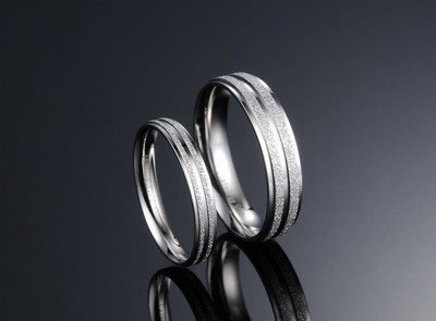 

Aaishwarya Elegant Frost Textured Couple Stainless Steel Ring Set, Silver