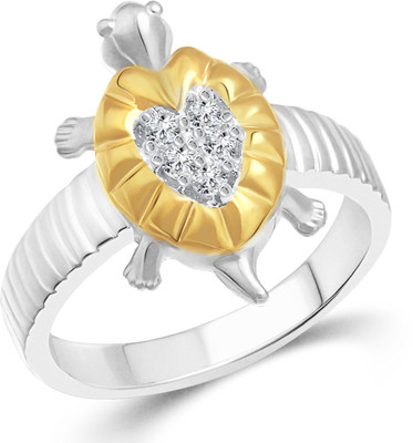 VIGHNAHARTA Heart Shape Turtle Alloy Cubic Zirconia Gold Plated Ring
