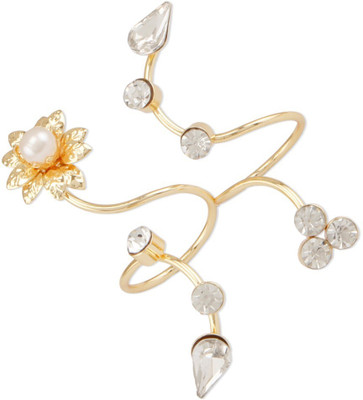 

Oomph! Gold & White Crystal & Pearl Adjustable Fashion Jewellery Ring for Women, Girls & Ladies Metal Ring