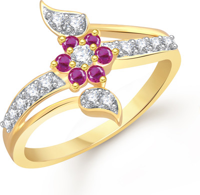 

Meenaz Exclusive Ruby & WhiteFR280_10 Alloy Ring, Gold