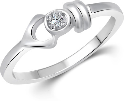 VIGHNAHARTA Simple Unique Alloy Cubic Zirconia Rhodium Plated Ring