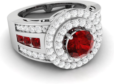 

Parshva Diam Silver Ruby Gold-plated Plated Ring, White