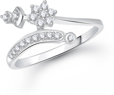 

VK Jewels Shining Star Alloy Cubic Zirconia Rhodium Plated Ring, Silver