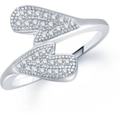 VK Jewels Fancy 'H' Shaped Shaped for Women and Girls Alloy Cubic Zirconia Rhodium Plated Ring