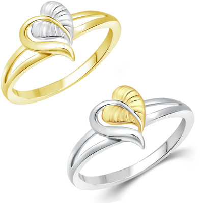 

Vighnaharta Unique Leaf Selfie Alloy Gold-plated Plated Ring Set, Gold;silver