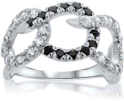 Kiara Jewellery Sterling Silver Swarovski Zirconia Rhodium Plated Ring, White