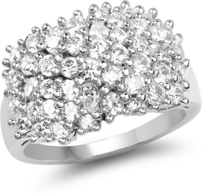 Johareez BridalMe 4.10CTW White Cubic Zirconia .925 Sterling Silver Cluster Ring Sterling Silver Cubic Zirconia Rhodium Plated Ring