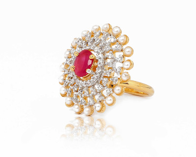 

Handluv Alloy Cubic Zirconia Rhodium, Gold-plated Plated Ring