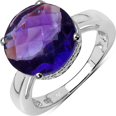 Johareez Sterling Silver Amethyst Sterling Silver Plated Ring