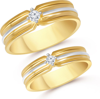 

VK Jewels Single Stone Couple Alloy Cubic Zirconia Gold-plated Plated Ring Set