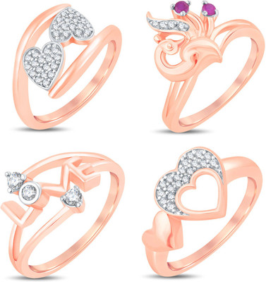 Sukkhi Valentine Collection Modish Alloy Cubic Zirconia Gold Plated Ring Set