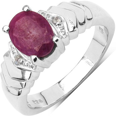 Johareez Sterling Silver Ruby Sterling Silver Plated Ring