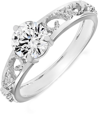 mahi Remarkable Solitaire Alloy Rhodium Plated Ring