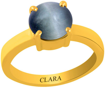 

Clara Cat's eye Lehsuniya 7.5 carat or 8.25ratti Panchdhatu Silver Cat's Eye Yellow Gold Plated Ring
