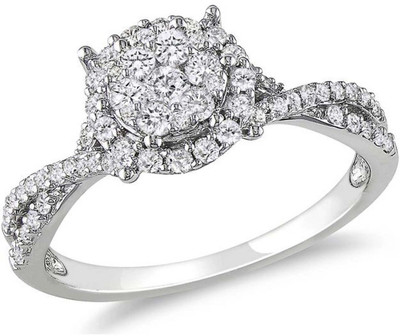 Kiara Jewellery Sterling Silver Swarovski Zirconia Rhodium Plated Ring, White