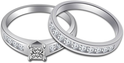 

Anopchand Tilokchand Jewellers Silver Cubic Zirconia Gold-plated Plated Ring, Platinum