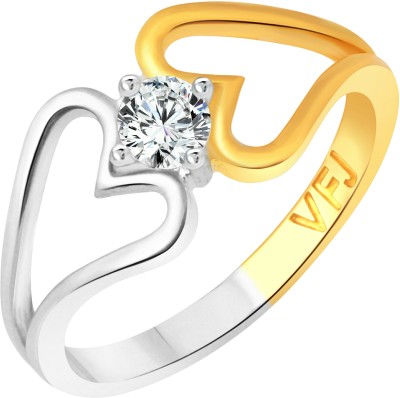 VIGHNAHARTA GF BF Two Tone Heart Alloy Cubic Zirconia Gold Plated Ring