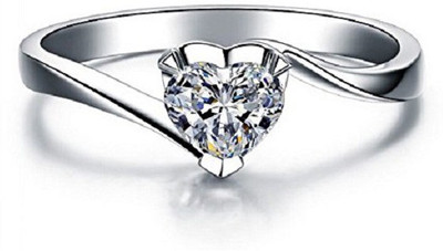 

Girlz! Romantic Heart CZ Diamond Ring Alloy, Metal, Crystal Ring, Silver