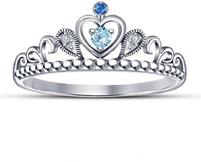 

Vorra Fashion Beautiful Cindrella Princess Crown Design Sterling Silver Cubic Zirconia, Aquamarine, Sapphire Platinum Plated Ring, White