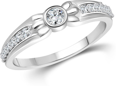 

Vighnaharta Glory Alloy Cubic Zirconia 18K White Gold Plated Ring, Silver;white